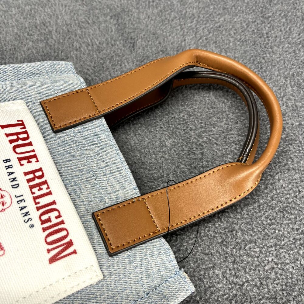 True Religion Mini Tote Bag Blue Crossbody Adjustable Strap double‎ handle - Picture 7 of 8